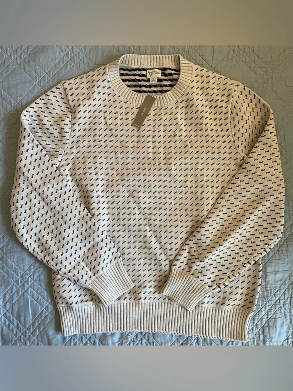 J. CREW Heritage cotton‎ sweater in bird's-eye stitch Size L NWT $118 CM312